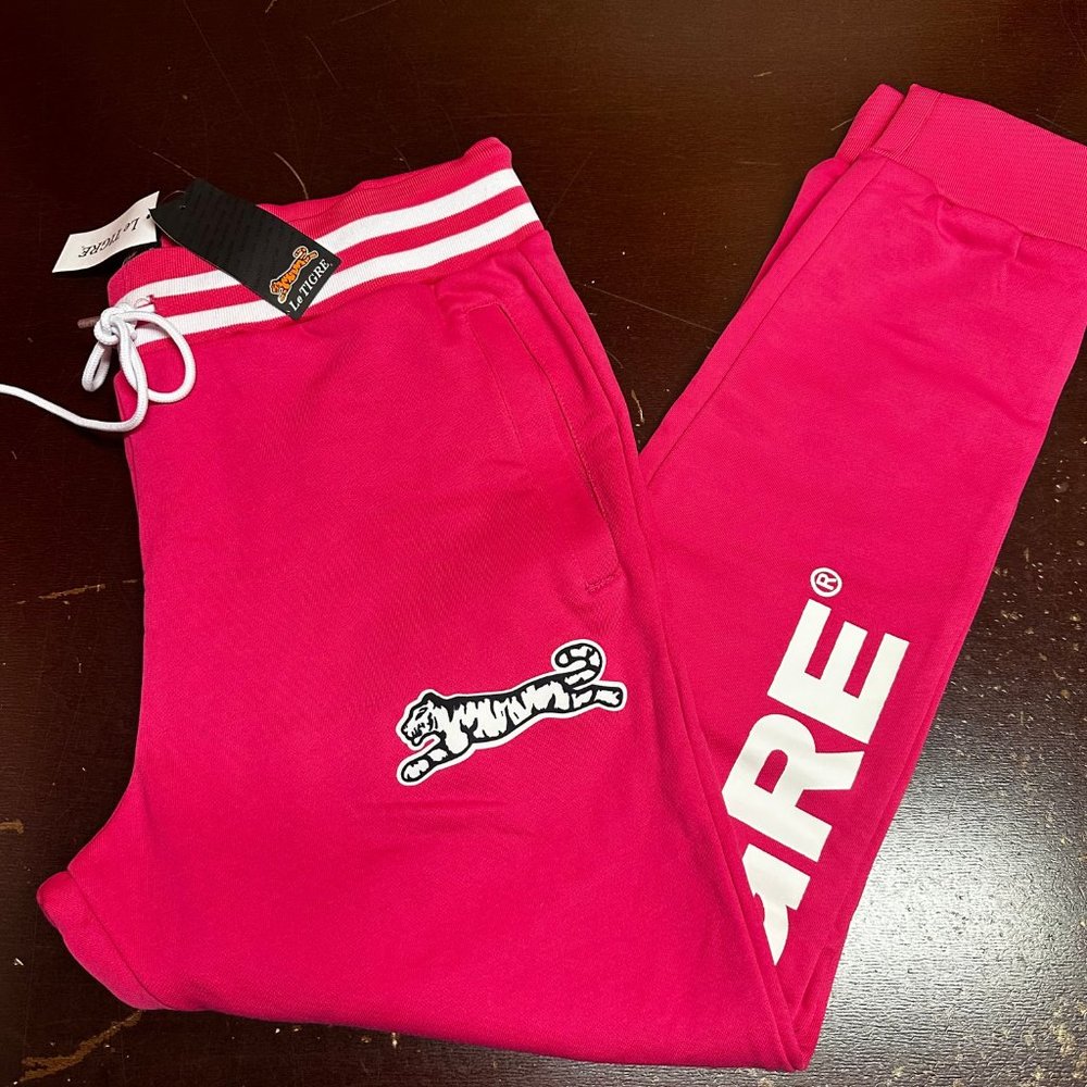Le Tigre Mens Pink Pockets Tapered Leg Drawstring Pull On Sweatpants Size XL
